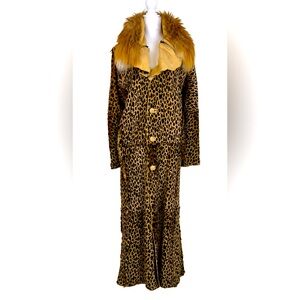AVANTI EXTRA LONG INVERTED SHEARLING COAT IN LEOPARD PRINT
